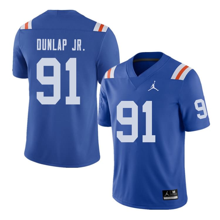 NCAA Florida Gators Marlon Dunlap Jr. Men's #91 Jordan Brand Alternate Royal Throwback Stitched Authentic College Football Jersey ORG6164CJ